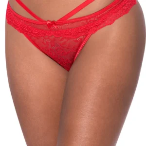 Magic Silk Exposed Cheeky Panty L/XL Red with Satin Bow Detail