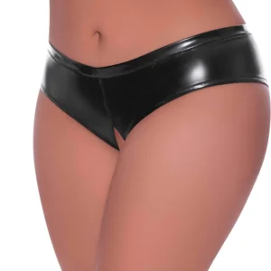 Magic Silk Exposed Low Rise Boyshort 2X Black with Split Design