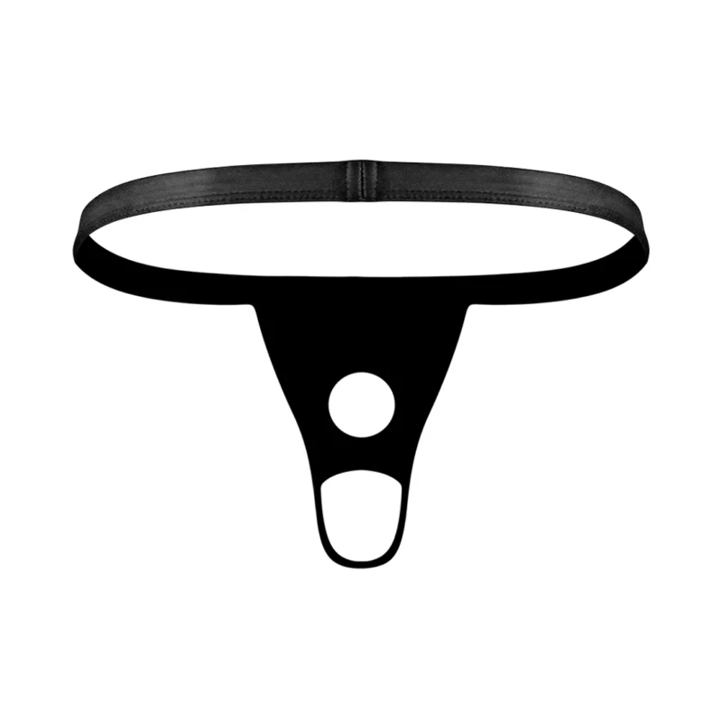 Male Power Power Sock L/XL Black - Circular Cutout & Open Back Design