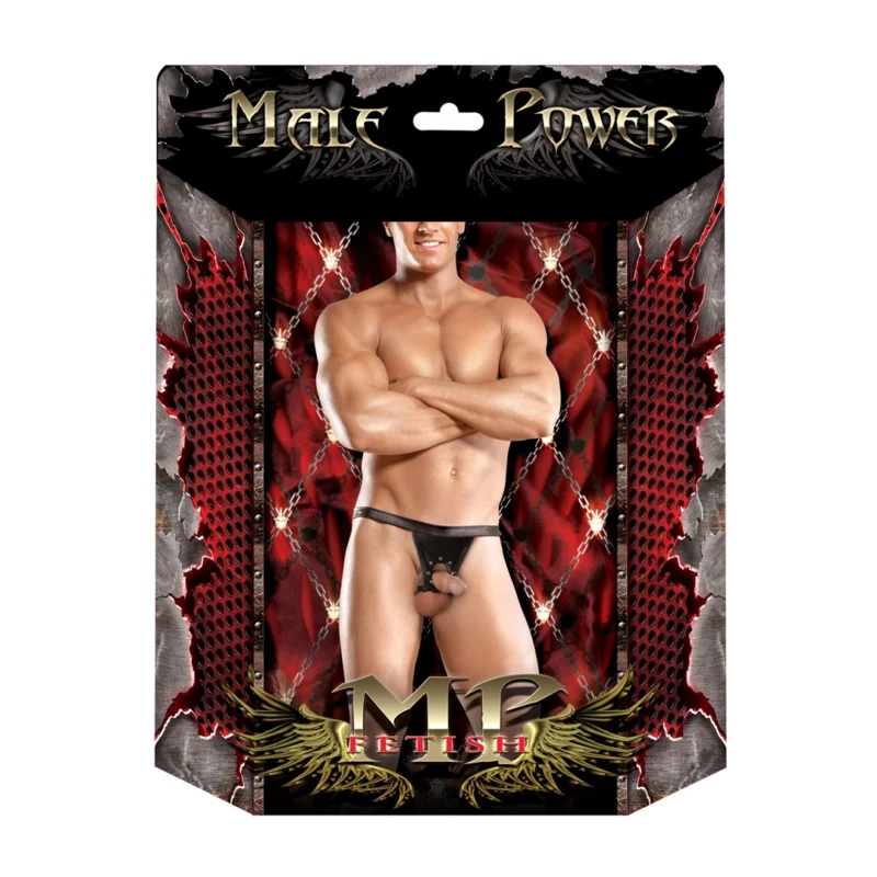 Male Power Power Sock L/XL Black - Circular Cutout & Open Back Design