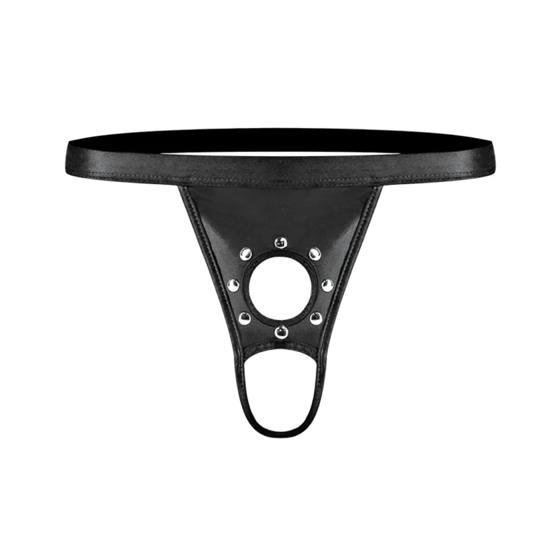 Male Power Power Sock L/XL Black - Circular Cutout & Open Back Design