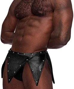 Male Power Gladiator Kilt L/XL Black - Modern Design with Stud Accents
