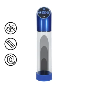 Pumped Automatic Intimate Pump Waterproof Metal Blue Silicone Sleeve