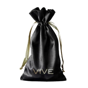 Vive Satin Storage Bag Black - Elegant Accessory Organizer, Medium