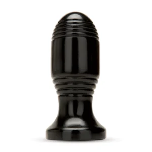 Rimba Ribbed Plug Black - Anatomical PVC Model, 11.4 cm