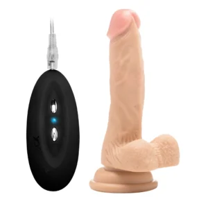 RealRock Vibrating Intimate Machine 18 cm with Scrotum, Natural Tone