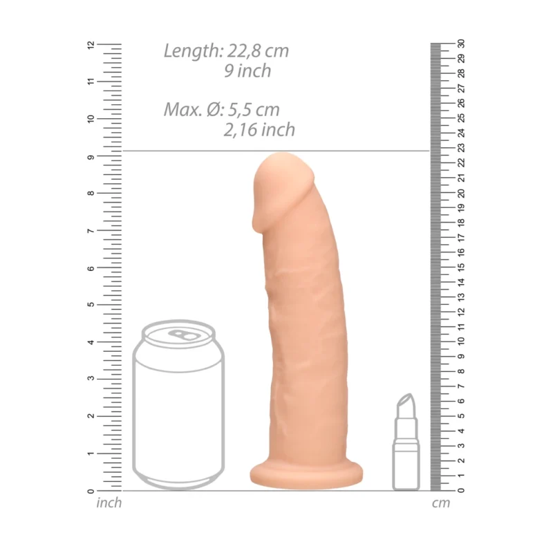 RealRock Ultra Silicone Model 9 - Dual Density, 23 cm, Suction Cup, Flesh