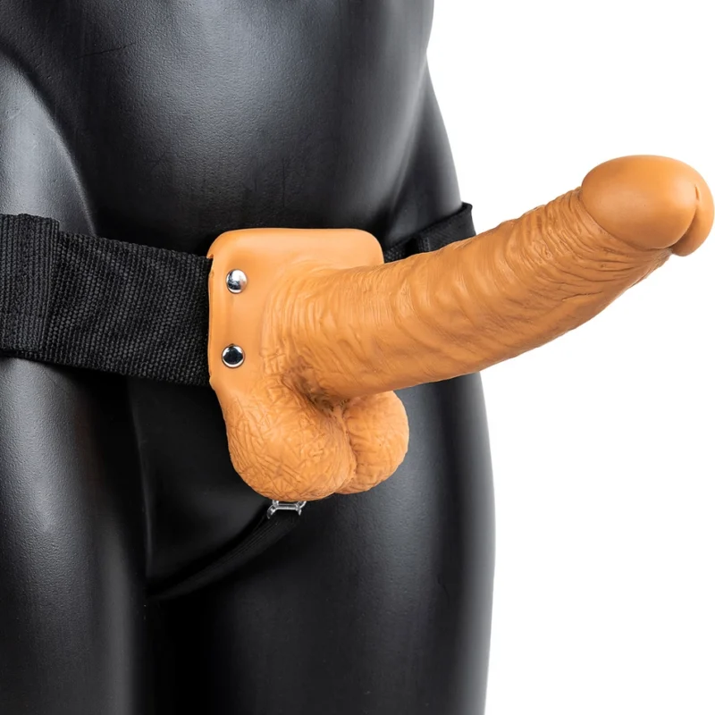 RealRock Vibrating Hollow Strap-On 18cm - Adjustable Harness System