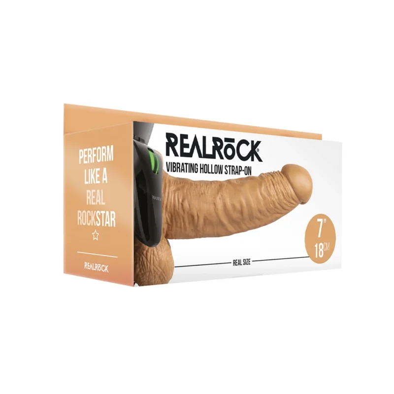 RealRock Vibrating Hollow Strap-On 18cm - Adjustable Harness System