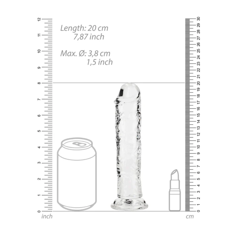 RealRock Crystal Clear 7'' Intimate Model with Suction Base, Transparent