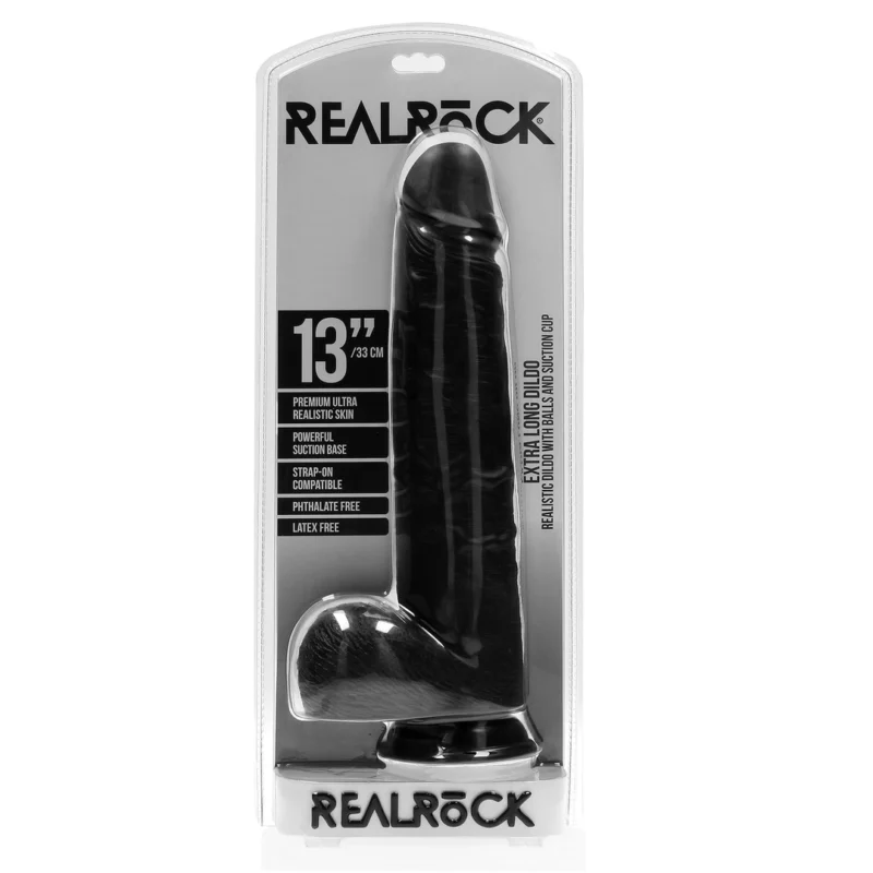 RealRock Black 33cm Anatomical Model with Base and Detailed Structure