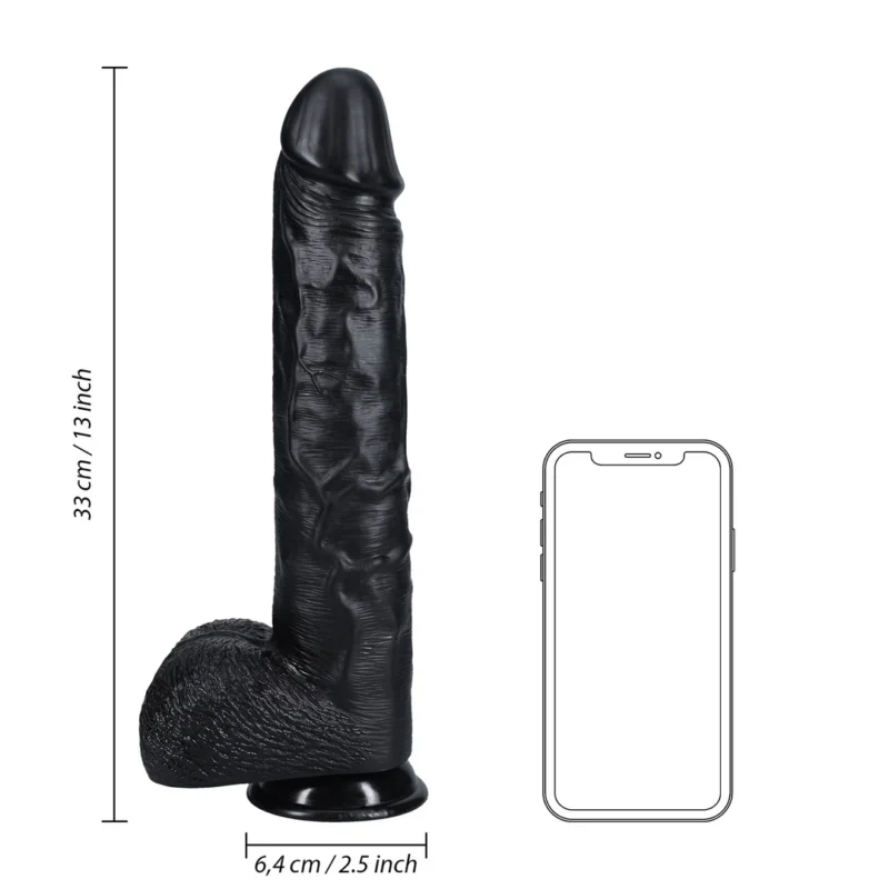 RealRock Black 33cm Anatomical Model with Base and Detailed Structure