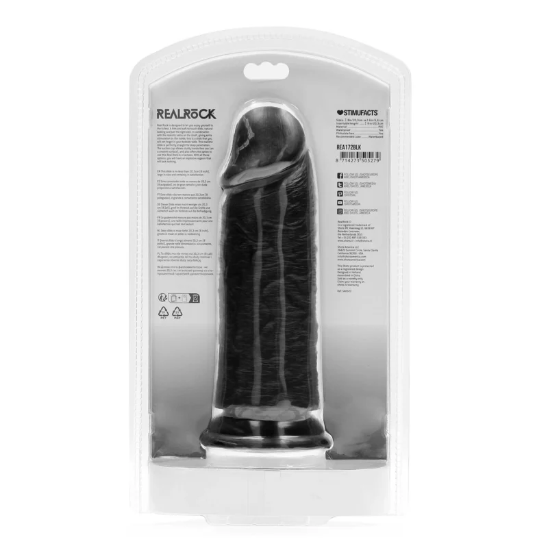 RealRock Extra Thick Straight Intimate Device 20.3 cm Black