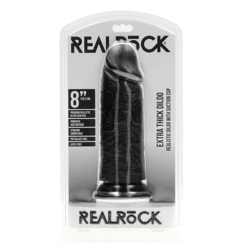 RealRock Extra Thick Straight Intimate Device 20.3 cm Black