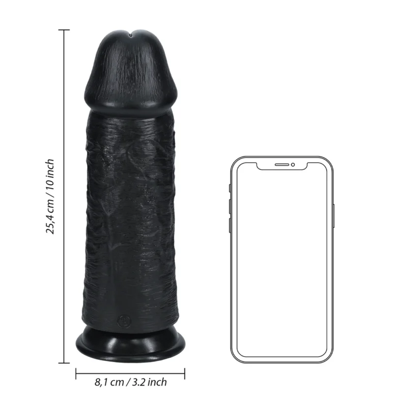RealRock Extra Thick Model 25.4 cm Black - Anatomically Straight Design