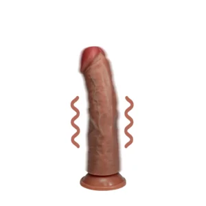 RealRock Vibrating Curved Model 6"/15.5 cm - Tan, Suction Cup & Harness
