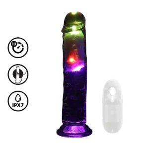 RealRock LED Vibrating Model 20 cm Transparent - Multi-Function Intimate Device