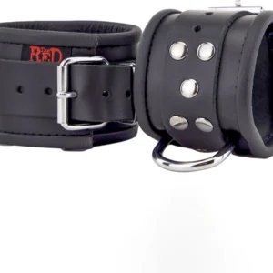 Red Leather Adjustable Leather Wrist Restraints Black 25 cm