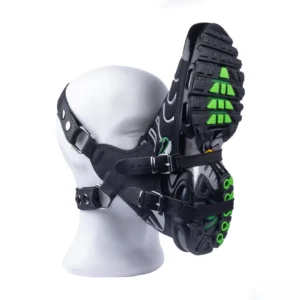 Red Leather Sniff My Sneaker Leather Mask Black - Adjustable Cowhide Model