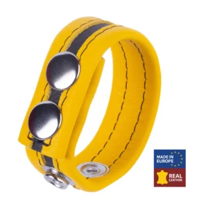Red Leather Tippy Adjustable Leather Intimate Band Yellow 2.3 cm - Snap Fastening