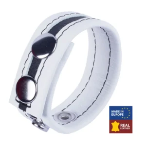 Red Leather Tippy Adjustable Leather Band White - Premium Cowhide, 2.3 cm, Snap System