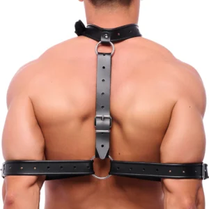 Red Leather Collar Black - Adjustable European Design