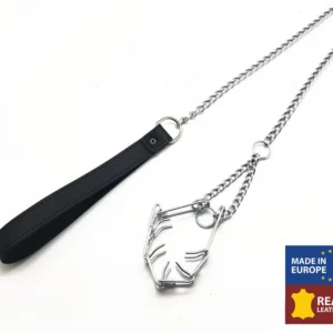 Red Leather Choker Black/Silver 64cm - Leather & Metal Design