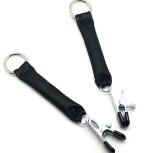 Red Leather Chest Clamp Set with Vegetable-Tanned Leather Weights 2x80g Black/Silver