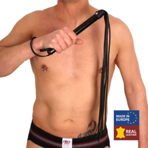 Red Leather Strap Whip 75 cm Black Vegetable-Tanned