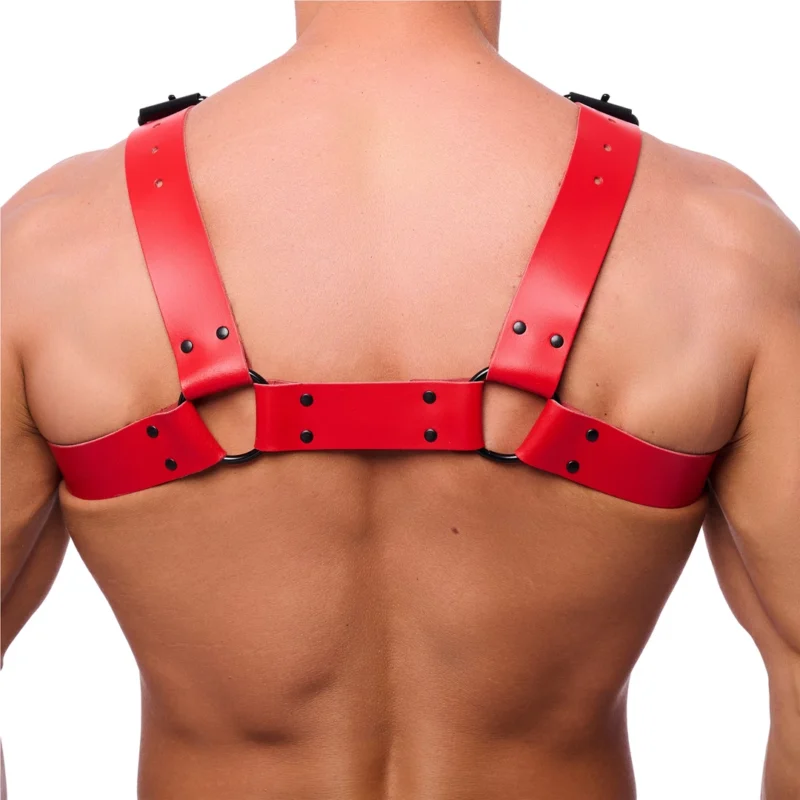 Red LeatherBulldog odiniai pakinktai S/M Red - Reguliuojamas karvės odos modelis