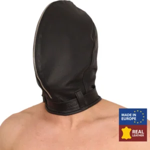 Red Leather Premium Leather Balaclava Black - Vegetable-Tanned European Model