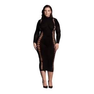 Passion Carme XI Plus Size Elegant Turtleneck Dress Black XL-XXXXL