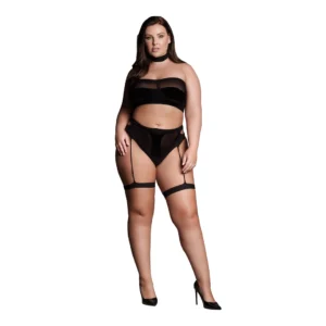 Ananke XII Plus Size 3-Piece Set: Choker, Bandeau Top & Garters