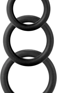 Screaming O Twiddle Rings Set 3 Sizes Silicone Black Flexible