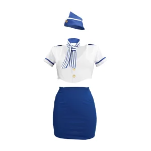 Obsessive Stewardess Uniform Set S/M Blue & White Flight Attire