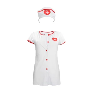 Svenjoyment Nurse Costume S/M White - Dress & Headpiece Set