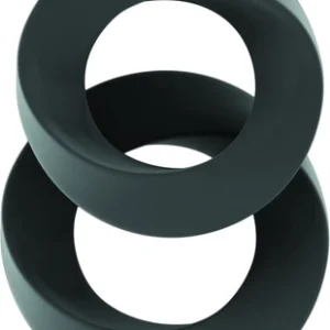 SINNERGEE No.24 Silicone Ring Set Black & Grey Adjustable 2 Sizes