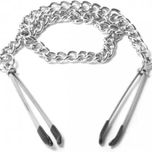 Reign Adjustable Tweezer-Style Nipple Clamps with Chain - Black Finish