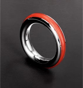 Cazzo Tensions Steel Ring 40mm with Inlayed Silicone Accent Red
