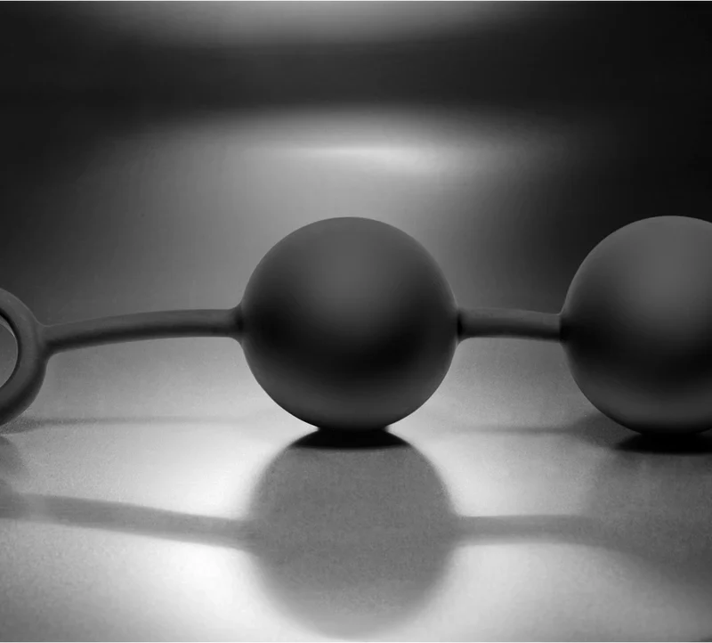 XR Brands Weighted Silicone Intimate Balls with Retrieval Cord XL Black