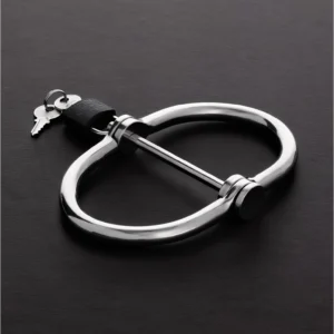 Shots Steel D-shaped Restraint Handcuffs with Padlock, Silver Finish