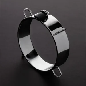 Kiotos Dungeon Steel Collar with 4 D-Rings, Adjustable, Silver