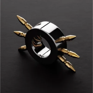 Shots Steel Ball Stretcher Adjustable Spiked Ring, Stainless Steel, 2-Piece