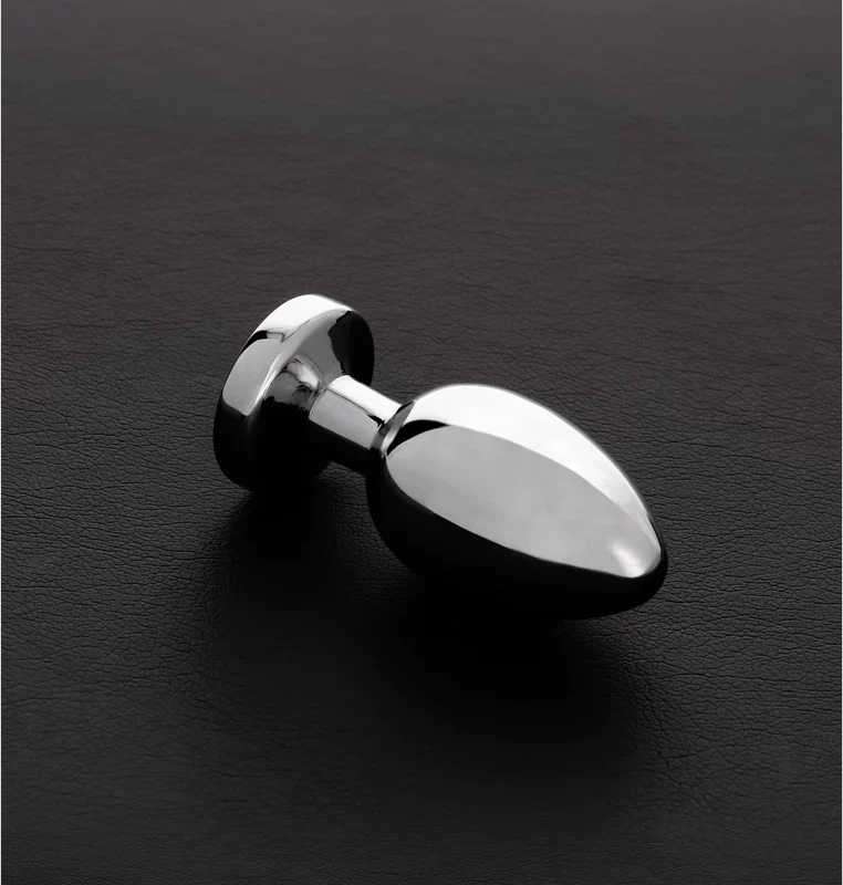 Ouch! Stainless Steel Plug with Glass Gemstone - Small, Silver