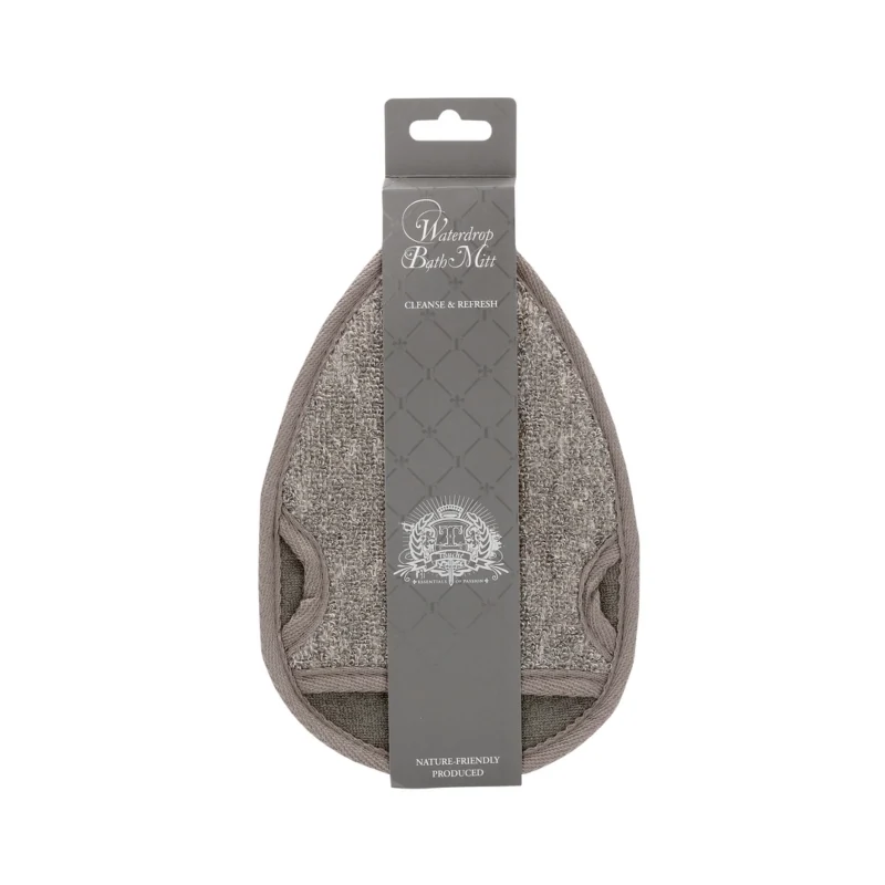 Touche Water Drop Bath Mitt Charcoal Hemp-Flax Exfoliating Glove