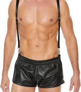 Unleashed Split Leather Suspenders with Steel O-Ring, Adjustable 91-112cm
