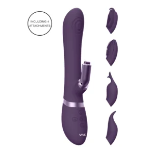 ETSU Pulse Wave G-Spot Rabbit Model, Triple Motor, Purple, 4 Attachments