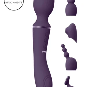 VIVE Nami Pulse Wave Dual Motor Wand Purple Multi-Attachment Set